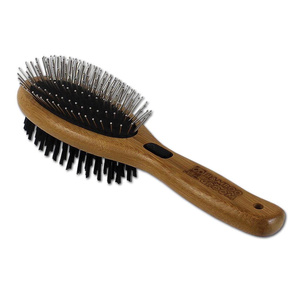 Combo Brush with Bristles Stainless Steel Pins Bamboo Grooming Tools by Bamboo Groom PAW Pet Adventures Worldwide